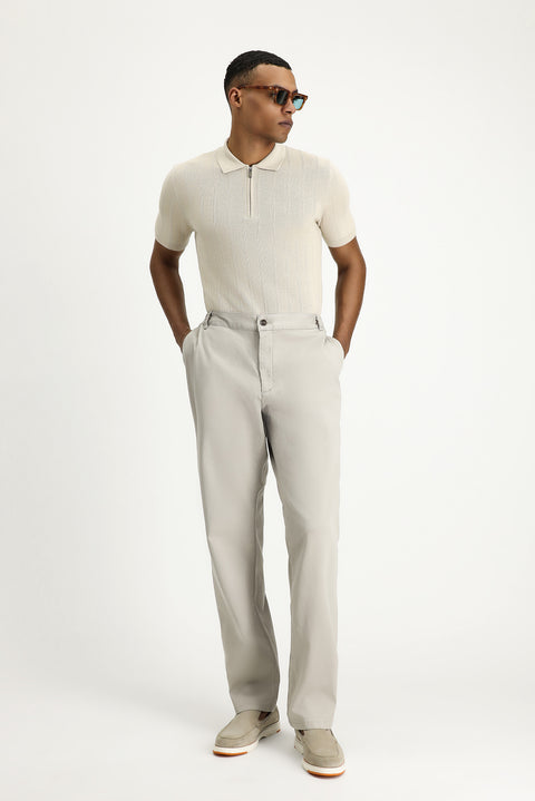Light Mink Relaxed Fit Elasticated Waist Stretch Trousers