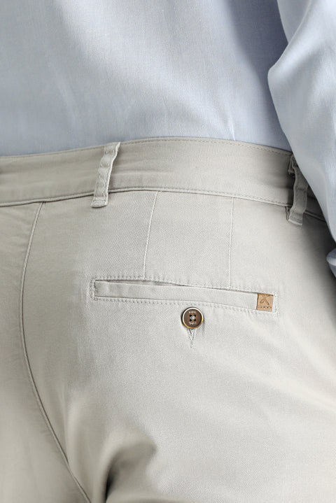 Light Mink Relaxed Fit Elasticated Waist Stretch Trousers