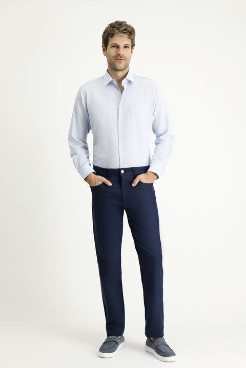 Açık Lacivert 4 Drop Relaxed Fit Rahat Kesim Likralı Kanvas / Chino Pantolon
