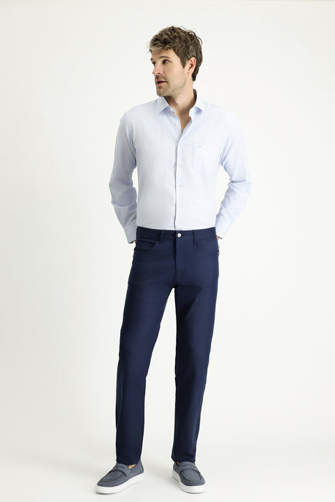 Açık Lacivert Relaxed Fit Rahat Kesim Likralı Kanvas / Chino Pantolon