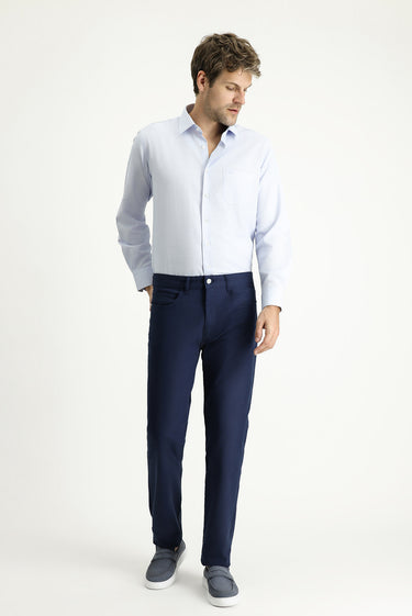 Açık Lacivert Slim Fit Dar Kesim Likralı Kanvas / Chino Pantolon