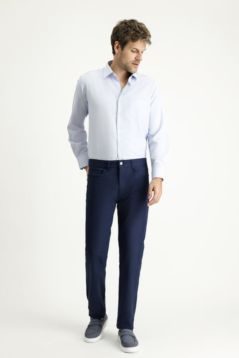 Light Blue Slim Fit Stretch Canvas / Chino Trousers