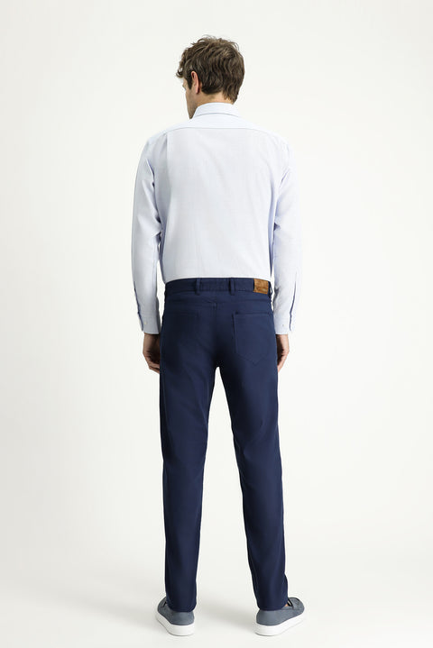 Açık Lacivert 4 Drop Relaxed Fit Rahat Kesim Likralı Kanvas / Chino Pantolon
