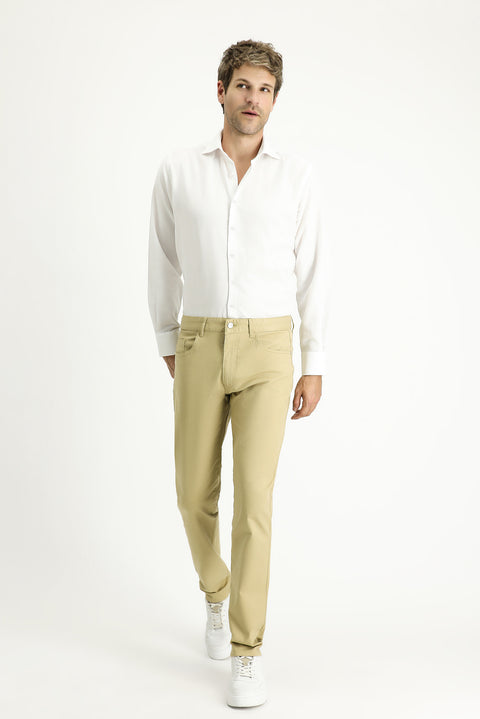 Açık Bej 4 Drop Relaxed Fit Rahat Kesim Likralı Kanvas / Chino Pantolon