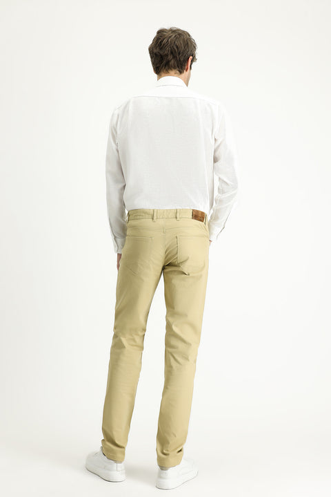 Light Beige Slim Fit Skinny Stretch Canvas / Chino Trousers