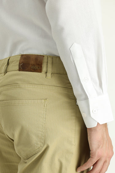  Açık Bej Slim Fit Dar Kesim Likralı Kanvas / Chino Pantolon