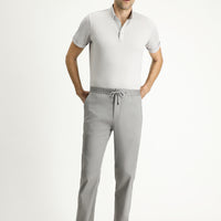 Orta Gri Slim Fit Dar Kesim Beli Lastikli İpli Likralı Pantolon