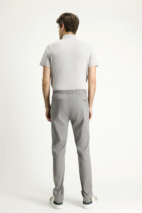 Orta Gri 7 Drop Slim Fit Dar Kesim Beli Lastikli İpli Likralı Jogger Pantolon