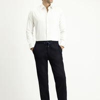 Açık Lacivert Slim Fit Dar Kesim Beli Lastikli İpli Likralı Pantolon