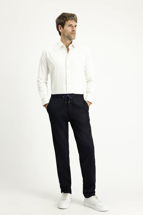 Açık Lacivert 7 Drop Slim Fit Dar Kesim Beli Lastikli İpli Likralı Jogger Pantolon