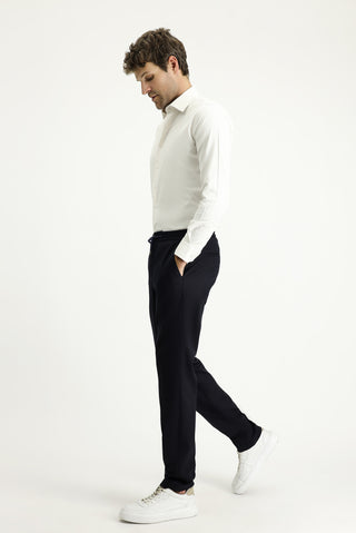  Açık Lacivert Slim Fit Dar Kesim Beli Lastikli İpli Likralı Pantolon