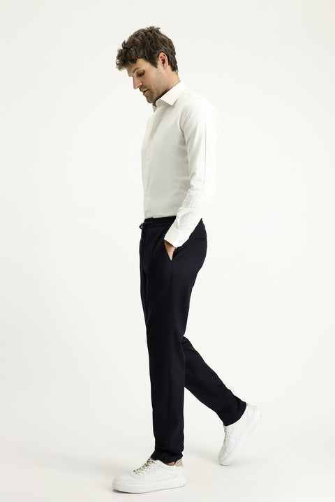 Açık Lacivert 7 Drop Slim Fit Dar Kesim Beli Lastikli İpli Likralı Jogger Pantolon