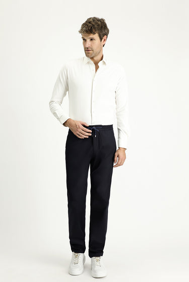 Açık Lacivert Slim Fit Dar Kesim Beli Lastikli İpli Likralı Pantolon