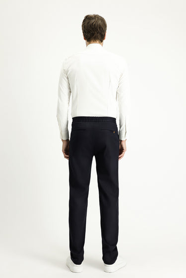 Açık Lacivert Slim Fit Dar Kesim Beli Lastikli İpli Likralı Pantolon