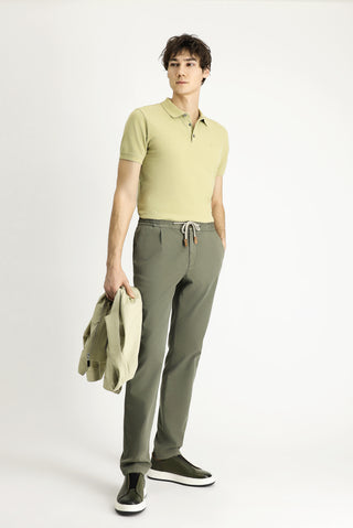  Orta Haki 7 Drop Slim Fit Dar Kesim Beli Lastikli ?pli Likral? Jogger Pantolon-Ki??l?