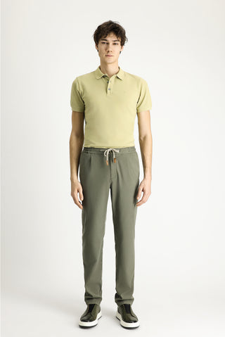  Orta Haki 7 Drop Slim Fit Dar Kesim Beli Lastikli ?pli Likral? Jogger Pantolon-Ki??l?
