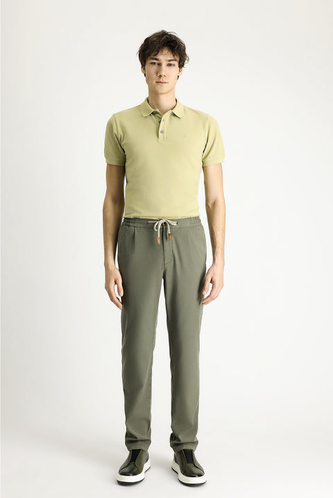 Orta Haki 7 Drop Slim Fit Dar Kesim Beli Lastikli İpli Likralı Jogger Pantolon