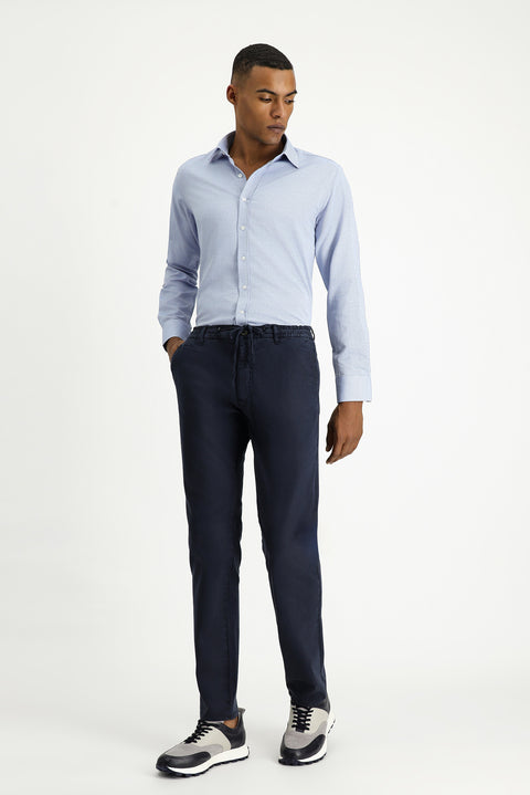 Koyu Lacivert 6 Drop Regular Fit Standart Kesim Beli Lastikli İpli Likralı Jogger Pantolon