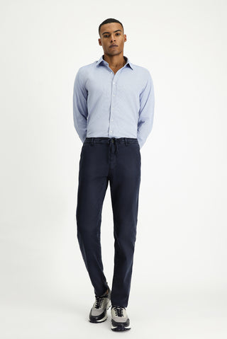  Koyu Lacivert 6 Drop Regular Fit Standart Kesim Beli Lastikli ?pli Likral? Jogger Pantolon-Ki??l?