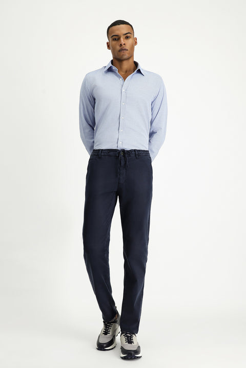 Koyu Lacivert 6 Drop Regular Fit Standart Kesim Beli Lastikli İpli Likralı Jogger Pantolon