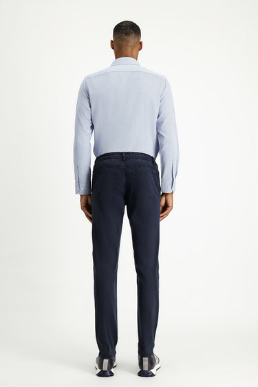 Koyu Lacivert Regular Fit Beli Lastikli İpli Likralı Pantolon