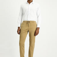 Koyu Bej Regular Fit Beli Lastikli İpli Likralı Pantolon