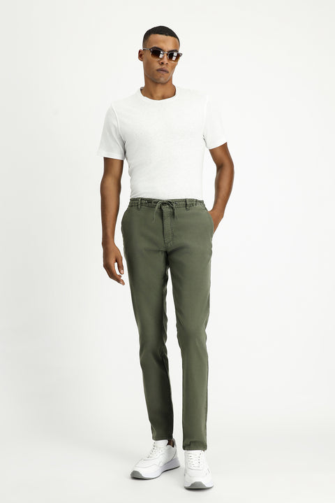 Asker Haki 6 Drop Regular Fit Standart Kesim Beli Lastikli İpli Likralı Jogger Pantolon