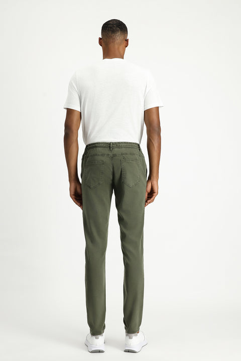 Asker Haki 6 Drop Regular Fit Standart Kesim Beli Lastikli İpli Likralı Jogger Pantolon