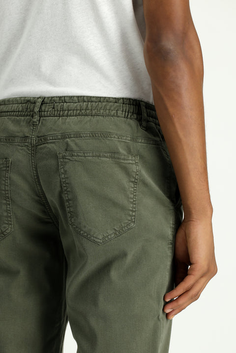 Asker Haki 6 Drop Regular Fit Standart Kesim Beli Lastikli İpli Likralı Jogger Pantolon