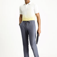 Açık Lacivert Slim Fit Dar Kesim Beli Lastikli İpli Desenli Likralı Pantolon