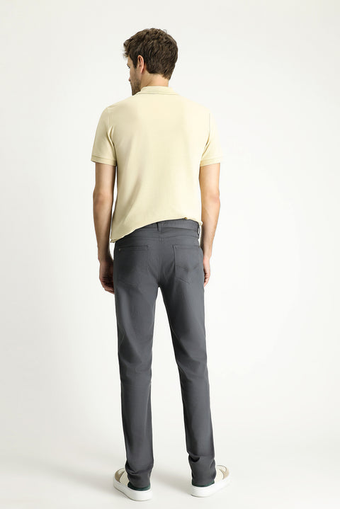 Orta Gri 7 Drop Slim Fit Dar Kesim Likralı Kanvas / Chino Pantolon