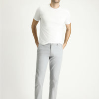 Light Grey Relaxed Fit Patterned Lycra Canvas / Chino Trousers