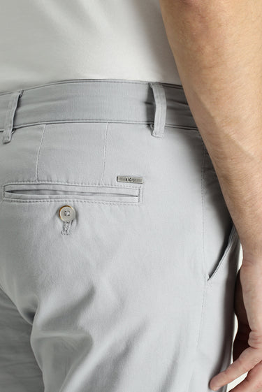 Açık Gri Slim Fit Dar Kesim Desenli Likralı Kanvas / Chino Pantolon