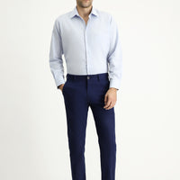 Açık Lacivert Slim Fit Dar Kesim Desenli Likralı Kanvas / Chino Pantolon