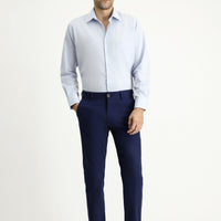 Açık Lacivert Slim Fit Dar Kesim Desenli Likralı Kanvas / Chino Pantolon