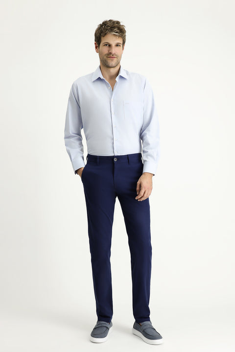 Açık Lacivert Slim Fit Dar Kesim Desenli Likralı Kanvas / Chino Pantolon