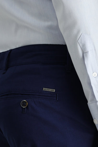 Açık Lacivert Slim Fit Dar Kesim Desenli Likralı Kanvas / Chino Pantolon