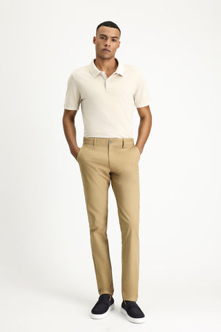  Koyu Bej Relaxed Fit Rahat Kesim Desenli Likralı Kanvas / Chino Pantolon