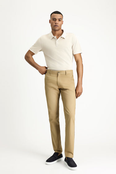  Koyu Bej Slim Fit Dar Kesim Desenli Likralı Kanvas / Chino Pantolon