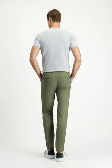 Orta Haki Relaxed Fit Rahat Kesim Desenli Likralı Kanvas / Chino Pantolon