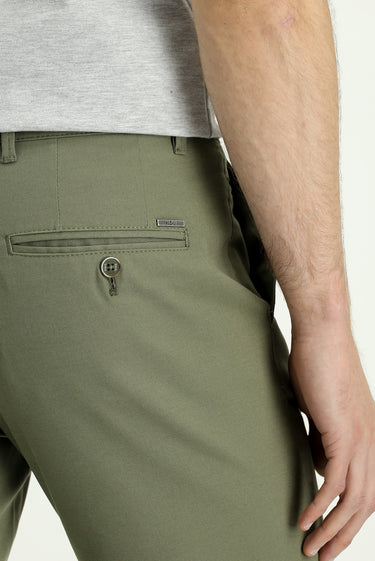 Orta Haki Relaxed Fit Rahat Kesim Desenli Likralı Kanvas / Chino Pantolon