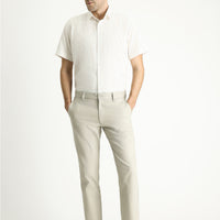 Açık Vizon Slim Fit Dar Kesim Desenli Likralı Kanvas / Chino Pantolon