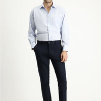 Koyu Lacivert Regular Fit Desenli Likralı Chino/ Kanvas Pantolon