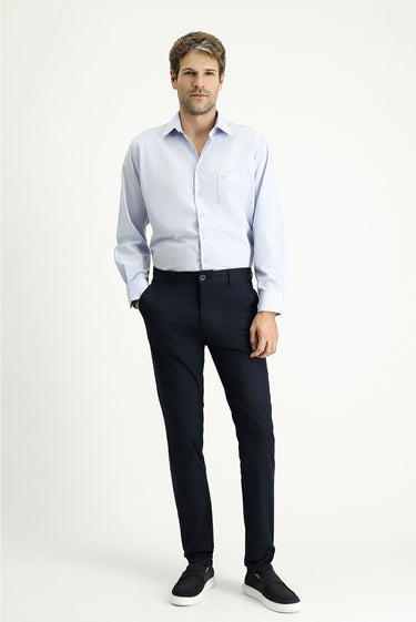 Koyu Lacivert Regular Fit Desenli Likralı Chino/ Kanvas Pantolon