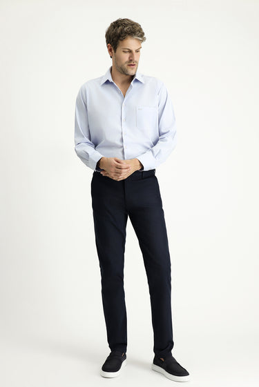Koyu Lacivert Regular Fit Desenli Likralı Chino/ Kanvas Pantolon