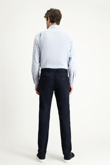 Koyu Lacivert Regular Fit Desenli Likralı Chino/ Kanvas Pantolon