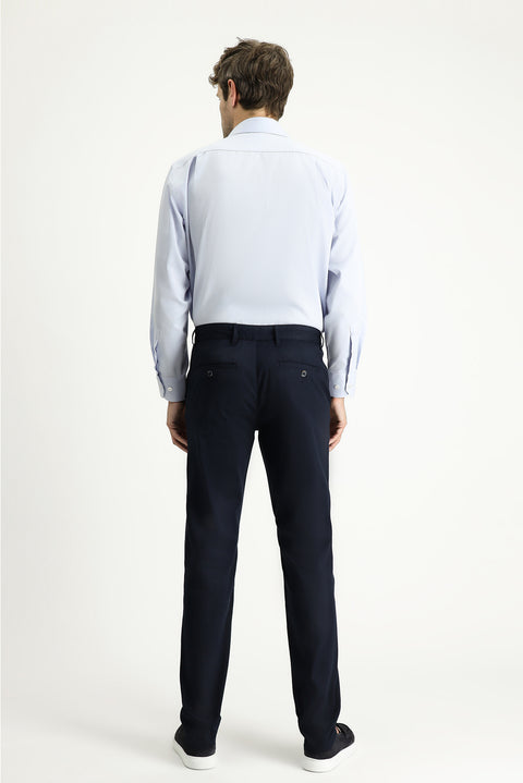 Koyu Lacivert 6 Drop Regular Fit Standart Kesim Desenli Likralı Chino/ Kanvas Pantolon