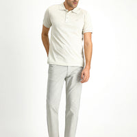 Açık Gri Slim Fit Dar Kesim Beli Lastikli İpli Desenli Likralı Pantolon