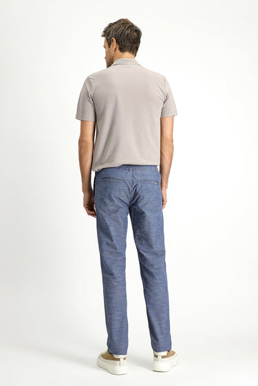  Koyu Havacı Slim Fit Dar Kesim Beli Lastikli İpli Desenli Likralı Pantolon