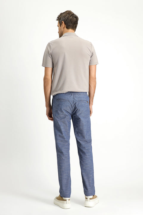 Koyu Havacı Relaxed Fit Rahat Kesim Beli Lastikli İpli Desenli Likralı Jogger Pantolon